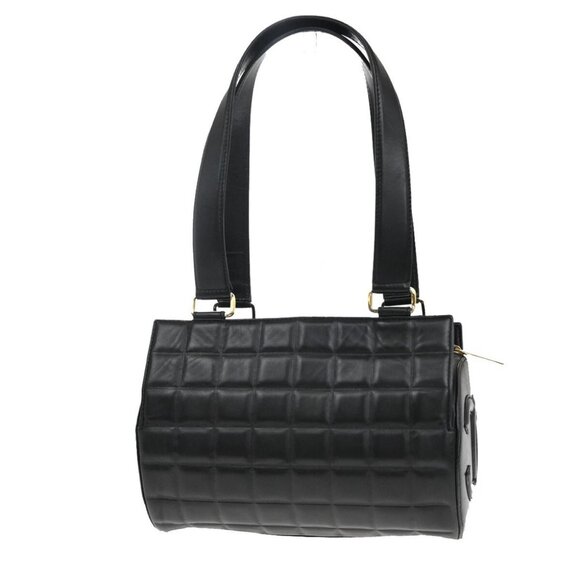 CHANEL CC Logo Chocolate Bar Shoulder Bag Leather Black GHW Italy - Picture 1 of 16